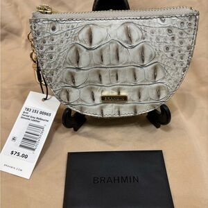 Brahmin Cream Crocodile Embossed Wristlet